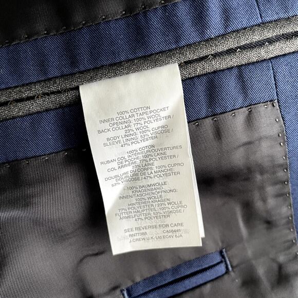 NWT J.Crew Crosby Classic Fit Suit Italian Cotton 38S Larusmiani Blue - Picture 14 of 16